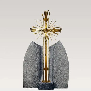 Bronze Grabkreuz mit Urnengrabstein Granit