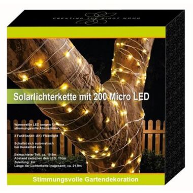 Buri Solar-Lichterkette 200 Micro-LEDs 21,9m