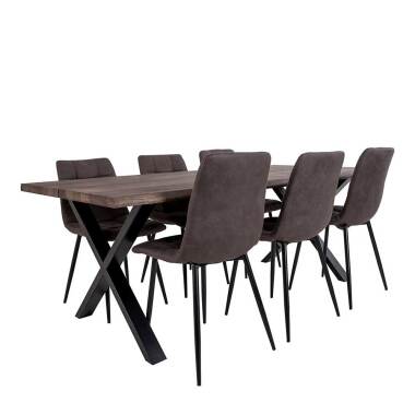 Design Tisch & Esszimmer Sitzgruppe im Loft Design 200 cm Tisch (siebenteilig)