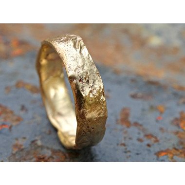 Ehering & Retikulierter Ring Gold, Rustikaler Goldring, Gefalteter Goldring