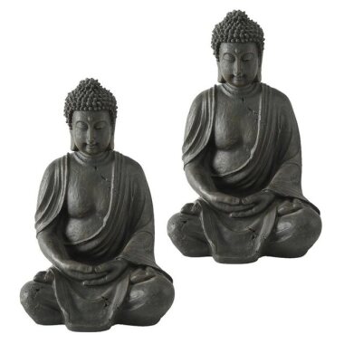 etc-shop Buddhafigur, 2er Set Buddha Kunstharz