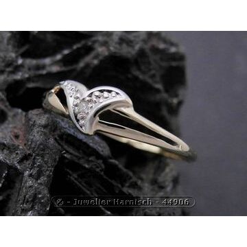 Gold Ring niedlich Gold 585 bicolor Diamant Goldring Gr. 58,