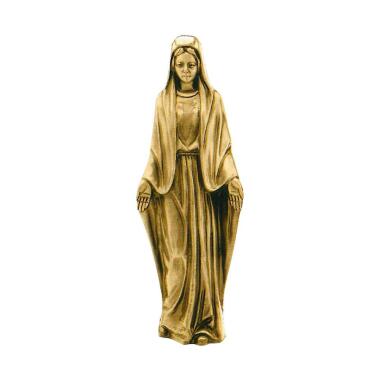 Günstiger Grabstein mit Maria & Stilvolle Maria Bronzeskulptur für das Grabmal stehend Madonna