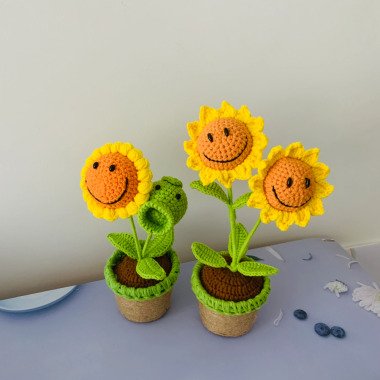 Hand Häkeln Smiley Sunflower Erbsen Shooter