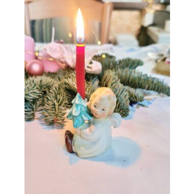 Hummel Kerzenleuchter Figur Engel Mit Tannenbaum 2.wahl Hand Bemalt Porzellan