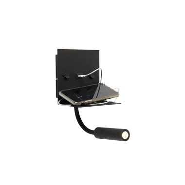 Moderne Wandleuchte USB schwarz mit Flexarm
