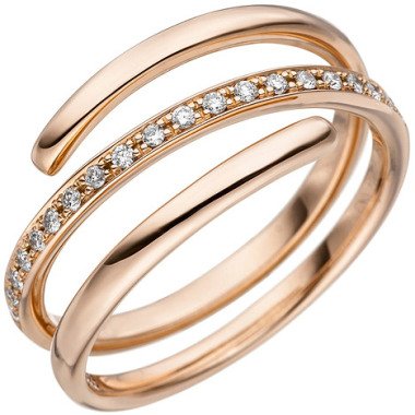 SIGO Damen Ring 585 Gold Rotgold 20 Diamanten Brillanten 0,14ct. Diamantring