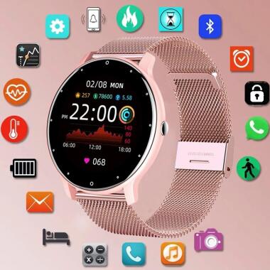 Touch-Armbanduhren & LIGE 2022 Smart Watch Damen Full Touch Screen Sport Fitness Uhr IP67 wasserdich