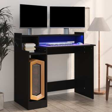 vidaXL Schreibtisch mit LEDs Schwarz 97x45x90