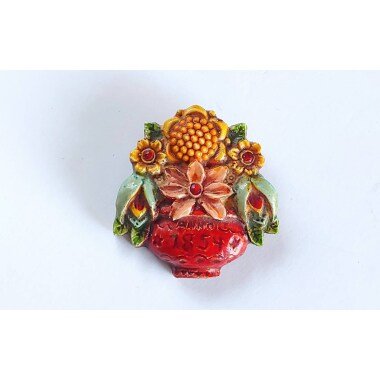 Vintage Bemalter Keramik Blumentopf /Blumenstrauß