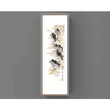 Wandregal Würfel in Schwarz & Herbst Kühl China Japan Tusche Malerei