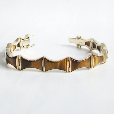 Armreif Gold aus Gelbgold & Armband Gold 333Er Tigerauge 8 Kt Armkette