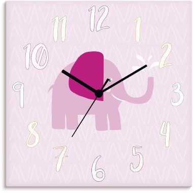 Artland Wanduhr »Elefant auf rosa«, lautlos, ohne Tickgeräusche, nicht