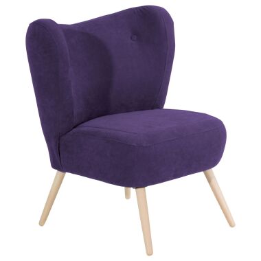 Einzelsessel aus Buche & Sessel SARI-23 Veloursstoff Farbe violett Sitzhärte