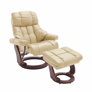 Einzelsessel in Weiß & TV Sessel mit Relaxfunktion Creme Weiß Leder (zweiteili