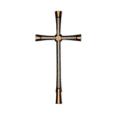 Elegantes Bronzekreuz mit Edelstahlseilen Kreuz Sunniva / Bronze braun