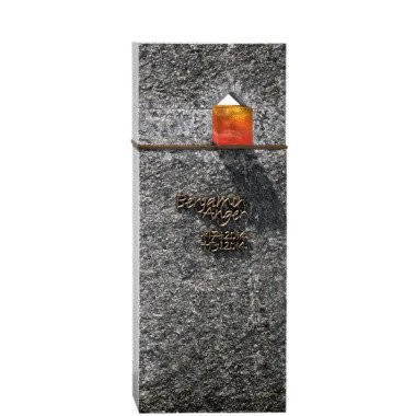Grabstein mit Glas & Moderner Einzelgrab Grabstein mit Granit, Bronze &