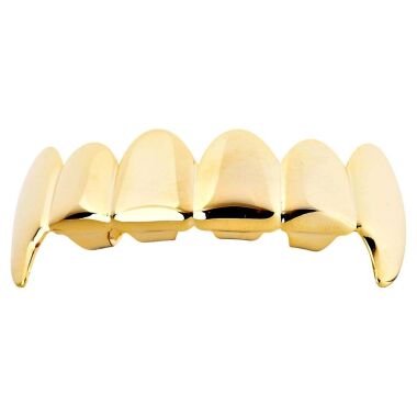 Grill mit Zirkonia & One Size Fits All Bling Grillz VAMPIRE TOP Gold