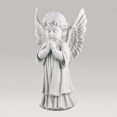 Große Engel Skulptur Grab & Betender Himmelsbote in Klein aus Marmorguss