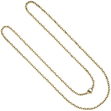 Halskette Kette Ankerkette Edelstahl gold farben beschichtet 70 cm CJ