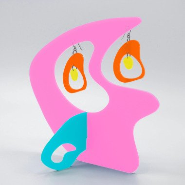 Niedlich Rosa Ohrring Stabile Skulptur-Modular Boomerang By Atomic Mobiles-Mod