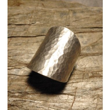 Ring, Besteckschmuck in 800/ Silber, Gehämmert
