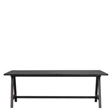 Schwarzer Küchen Tisch mit A Fußgestell Massivholzplatt