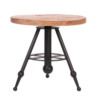 Sofa Tisch aus Mangobaum Massivholz und Metall rund