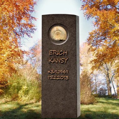 Ammonit Gedenkstein für ein Einzelgrab Granit Memoria Vita