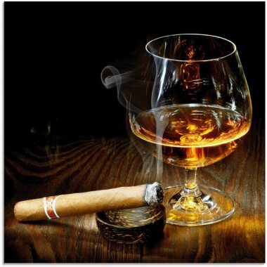 Artland Glasbild Zigarre und Cognac, Zigarren