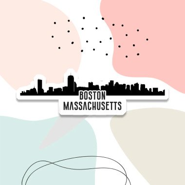 Boston Skyline Vinyl Aufkleber, Massachusetts
