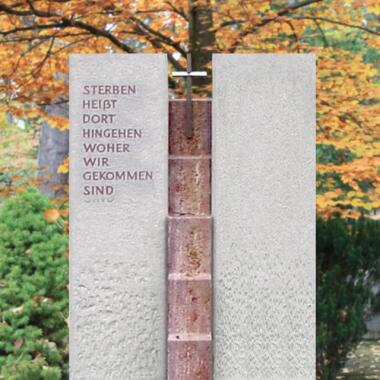 Grabstein für Einzelgrab aus Kalkstein & Grabstein modern roter Travertin