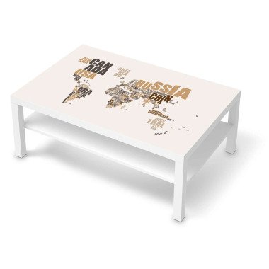 Klebefolie IKEA Lack Tisch 118x78 cm Design: World Map Braun