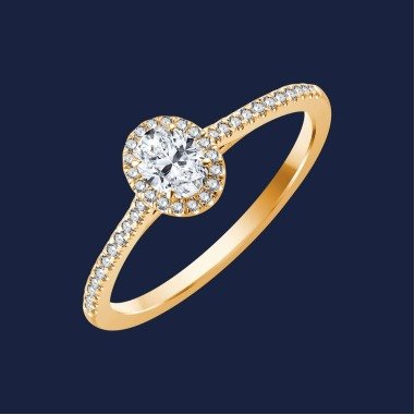 Micro Cathedral Halo Oval Ring 18k Gelbgold