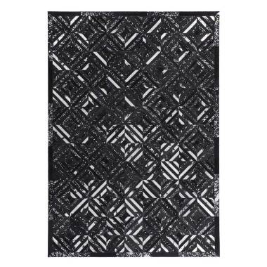 Patchwork Teppich in Schwarz und Silberfarben