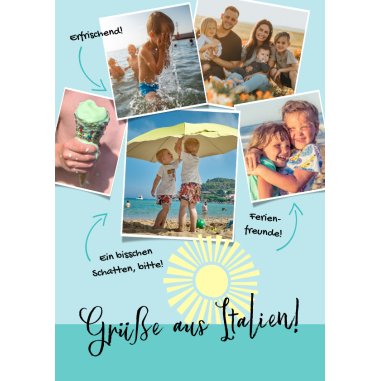 Postkarte Urlaubsfotos mit Beschreibung