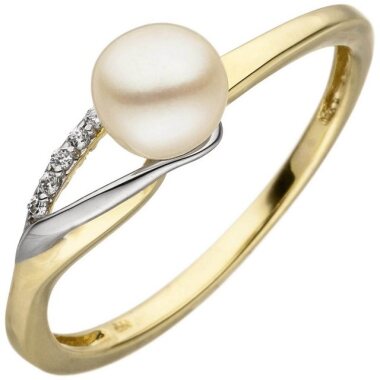 Schmuck Krone Fingerring Ring mit Süßwasser-Perle