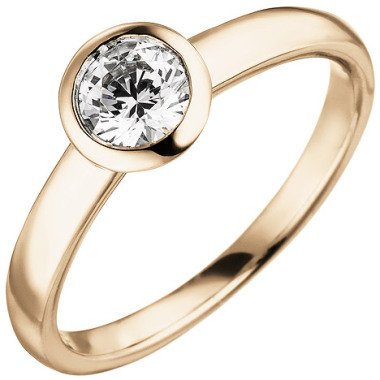 SIGO Damen Ring 585 Gold Rotgold 1 Diamant Brillant 0,50 ct. Diamantring
