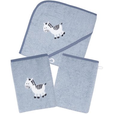 Wörner Handtuch Set »Zebra blau Kapuzenbadetuch