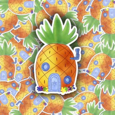 Ananas Haus Sticker | Laptop Aufkleber Notebook