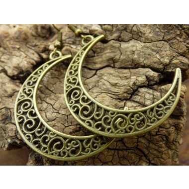 Ethnoohrring aus Bronze & Mond Ohrringe Antik Bronze ~Hippie ~Goa ~Boho
