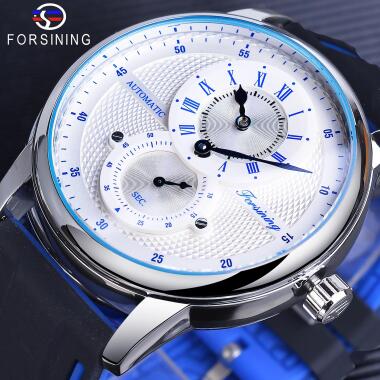 Forsining Mode Weiß Blau Automatische Armbanduhr