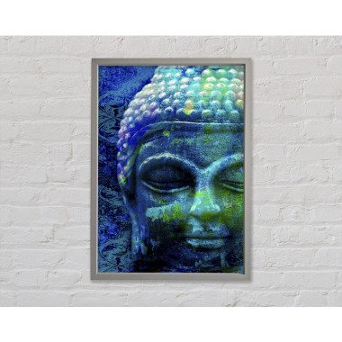 Gerahmtes Wandbild Retro Blue Green Buddha