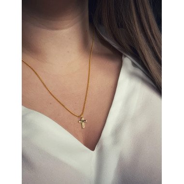 Gold Kreuz Halskette, Layering Zierliche