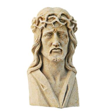 Grabfigur in Beige & Frostsichere Jesus Grabfigur Steinguss Christus Nautus