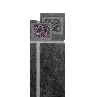 Grabstein Granit Stele mit Rose vom Bildhauer