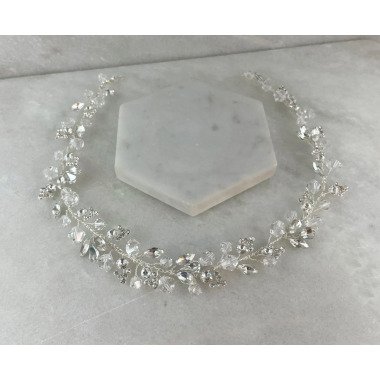 Kristall & Diamante Lange Silber Haarranke