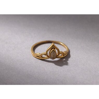 Labradorit-Ring mit Stein & Tiara Kronen Ring Mit Labradorit, Spitze, Handgemacht