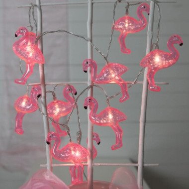 LED Lichterkette Flamingo 10 pinke Flamingos