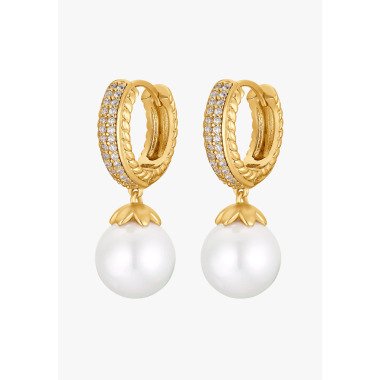Modeschmuck Ohrring in Gold & Ohrschmuck Jil mit weißer Perle